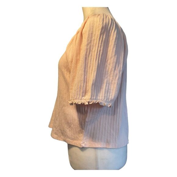 Abound Sweetheart Neck Top Pink Ribbed Knit Cotton Puff Short Sleeve 3X - Picture 3 of 9